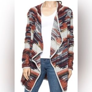 Lucky Brand Aztec Wrap Cardigan Western Boho Open Front. Womens Medium